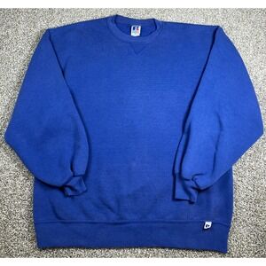 Vintage Russell Athletic Sweatshirt‎ USA Royal Blue Blank Crewneck Size XL